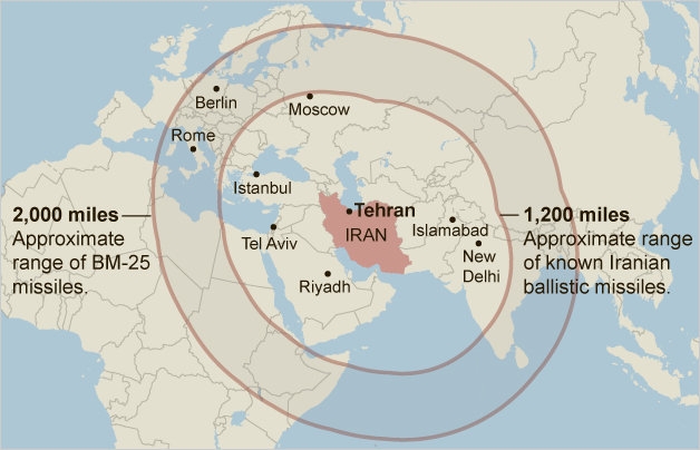 Map - Iranian Missile Range(1)