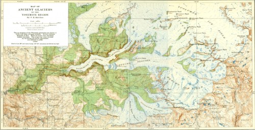 Matthes' Map of the Ancient Glaciers of Yosemite Region