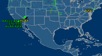 American 22 in flight map