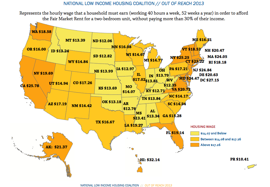 out of reach hourly wage per two bedroom