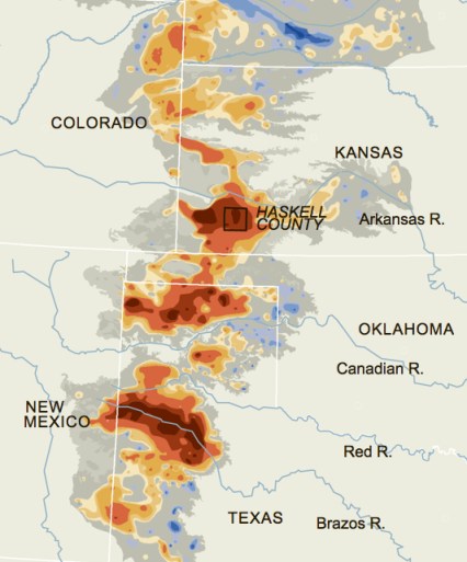 Htospots from Kansas to Texas