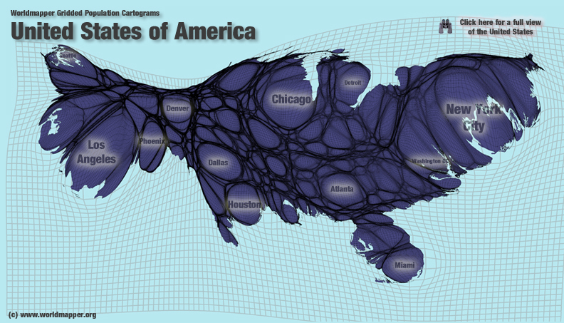 Cartogram of US popation on grid