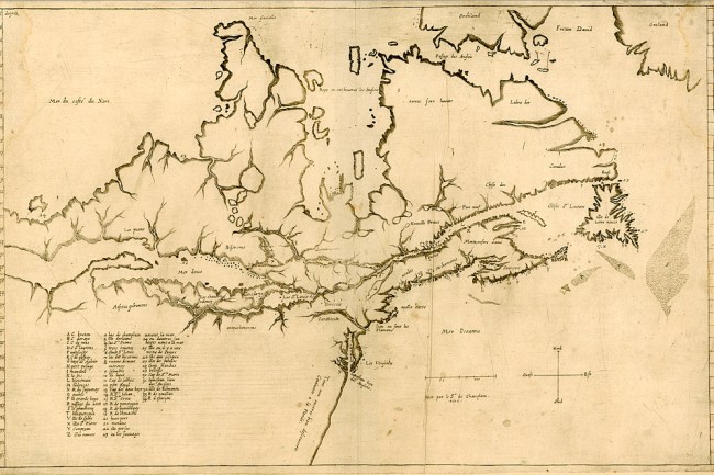 Champlain ms map La Nouvelle France 1616, pre Voyages 1619