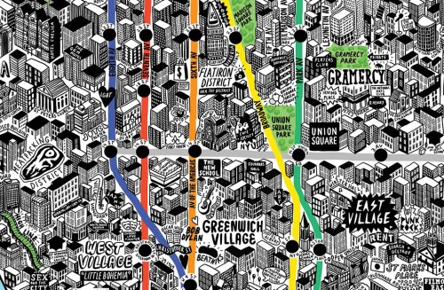 Close-up of New York map by Jenni Sparks