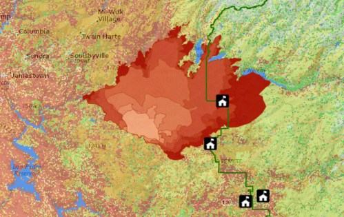 Fire Progression from Stanislaus to Yosemite Park