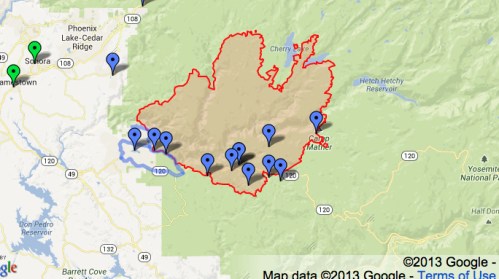 Footprints of Actively Burning Fires--Google Map