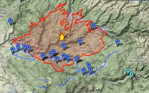 Yosemite Fire Footprint August 28