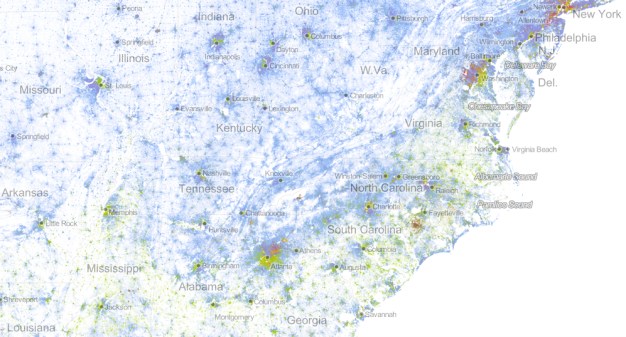 Eastern Seabord and MD Dot Map