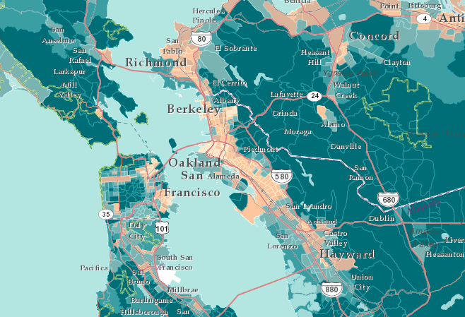 oakland's Income in bay Area