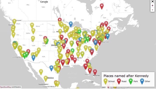 Kennedy Street, School, Airports and More-  Memorials to JFK Mapped