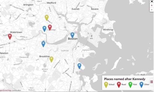 OSM Maps Kennedy Sites around Boston