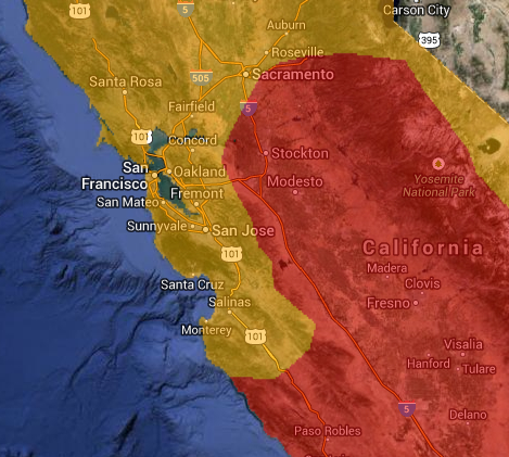 SF and Central Valley by Satellite View