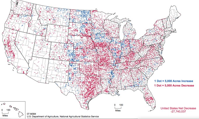 Declining Cropland USA 2002-7