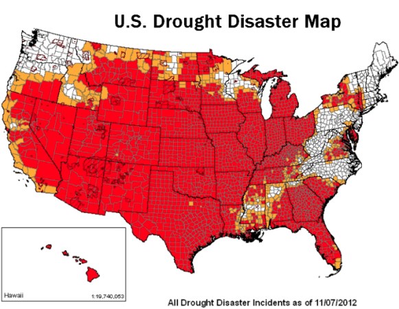 Primary and Contiguous Counties of Drought, USDA FSA