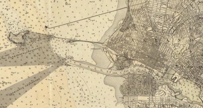 shallow water of Oakland harbor