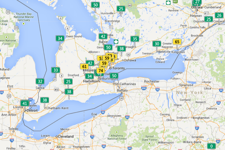 Lake Eirie pollutants in air around Lake