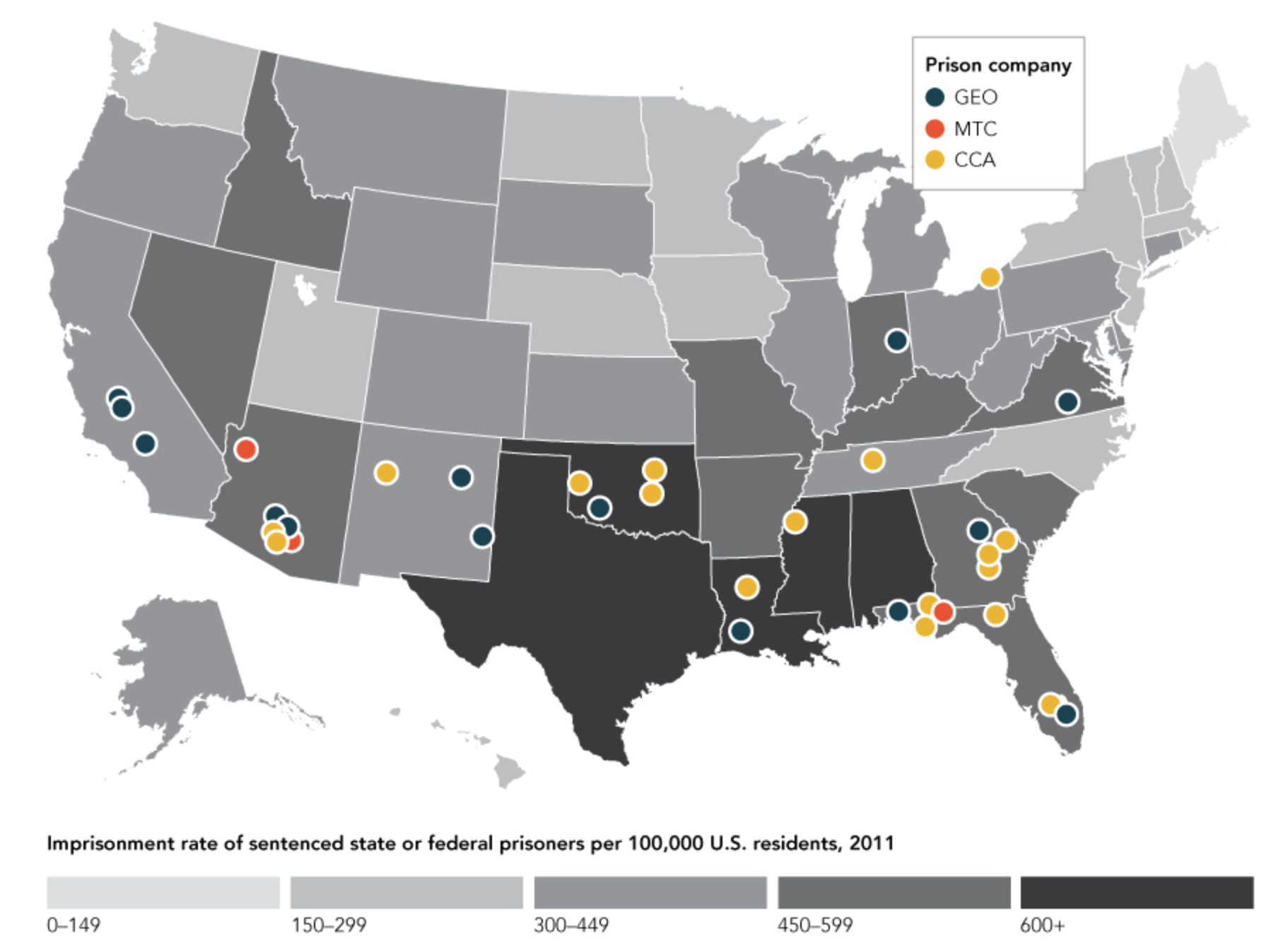 Private prisons:imprisonment rate