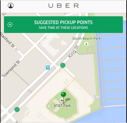 Suggested Pickup POint UBER