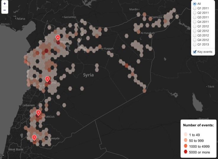 Aggregate Civil Conflict mapped in Syria