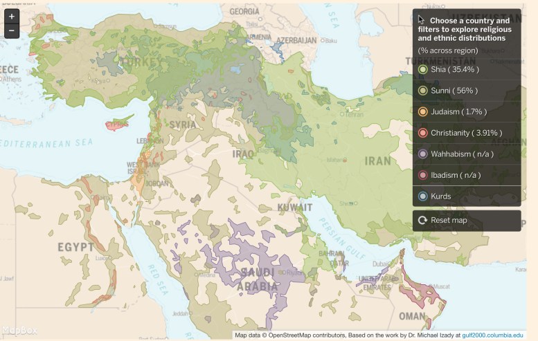 Area map of mid-east ethnicity