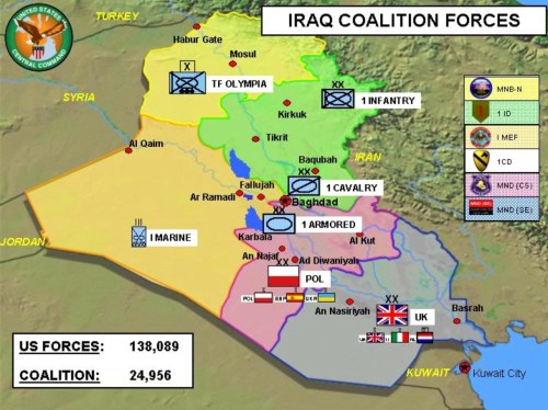 Division of Irq 2004 by forces