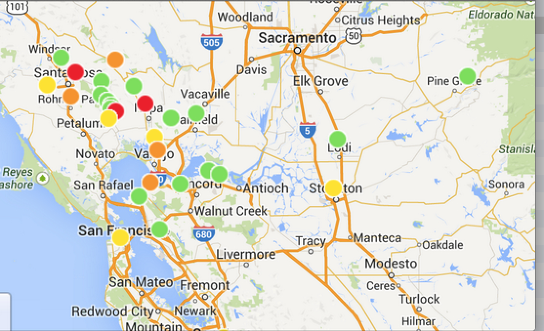 outage map pg&e after quake