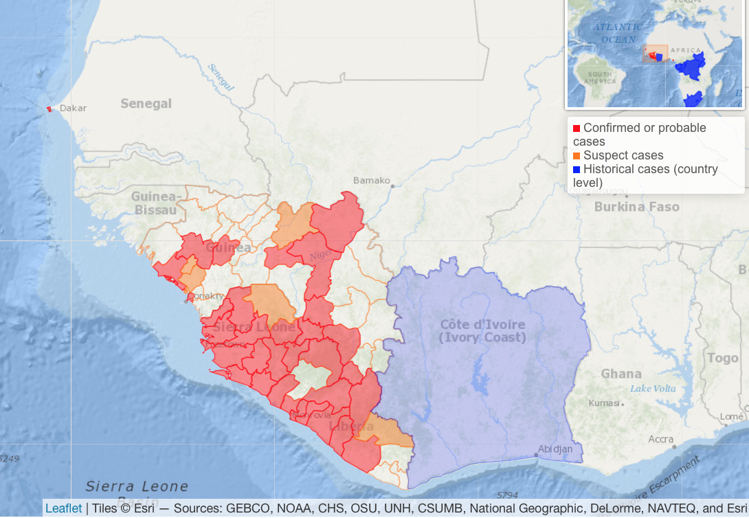 Ebola cases--confirmed, probable, historical