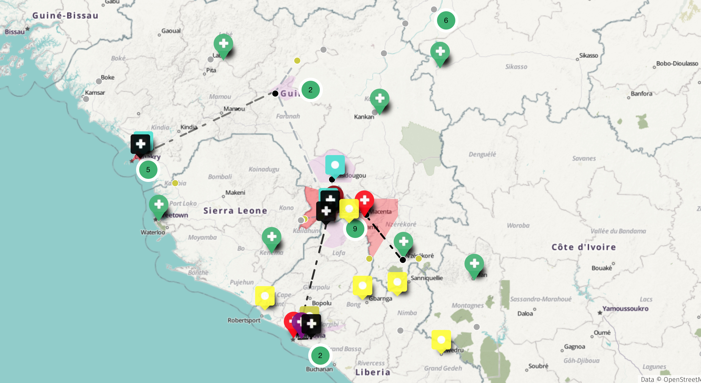 HUOSM ebola mapped in March 2014