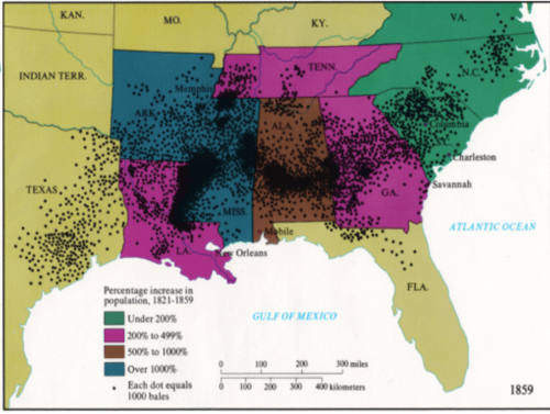 Cotton bales and population increase