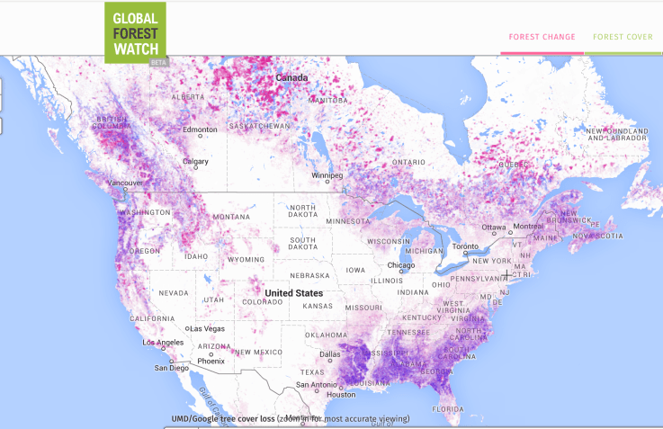 tree cover north america