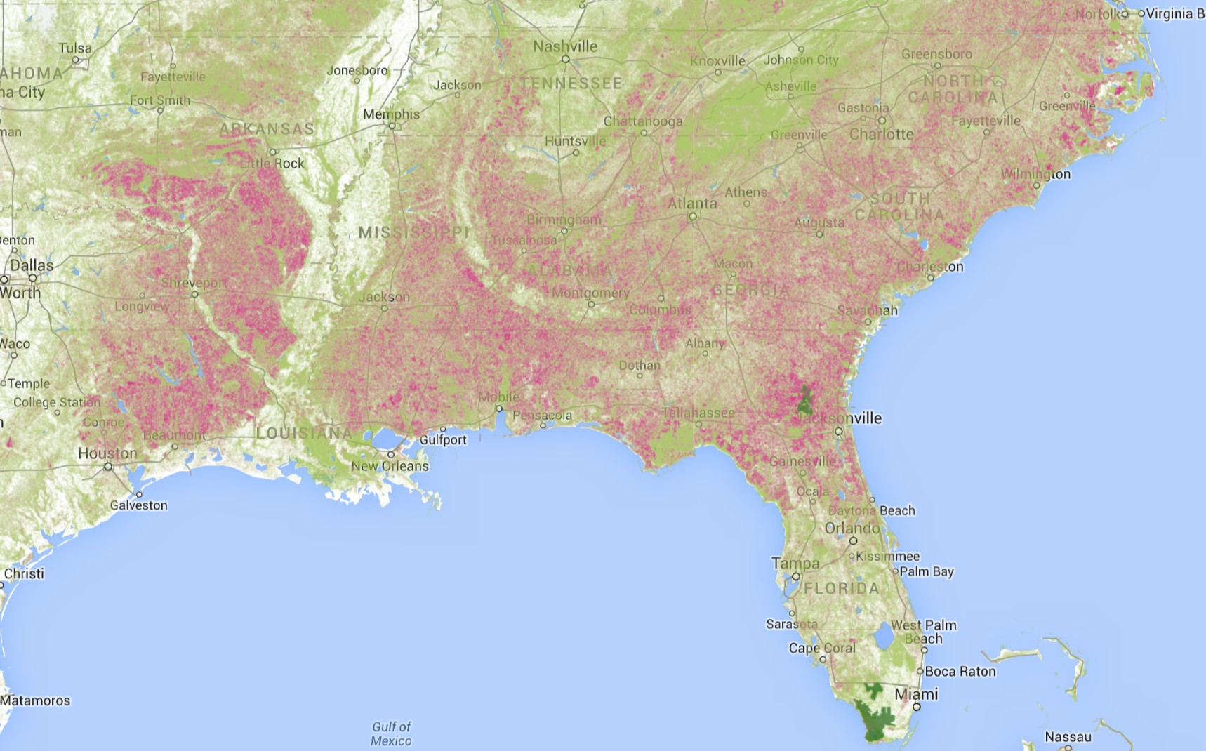 widespread forest losses in South East
