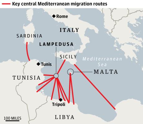 GUARDIAN MAPS MEDITERREANEAN MIGRATION ROUTES