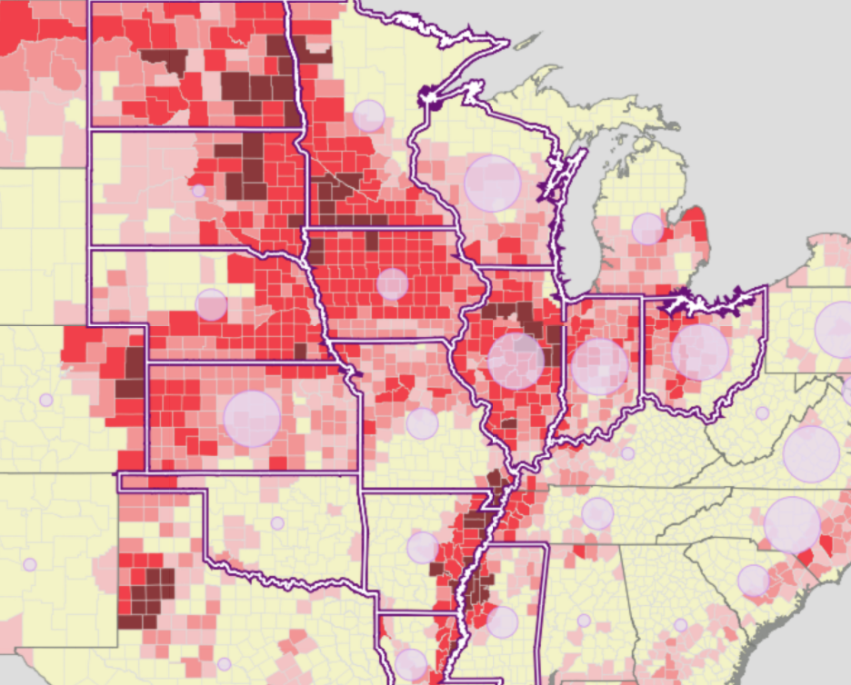 Total Schools in States within 1,000 feet of roundupd:GMO corn or soybeans