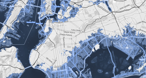 Eastern Parkway and Atlantic Avenue above the seas