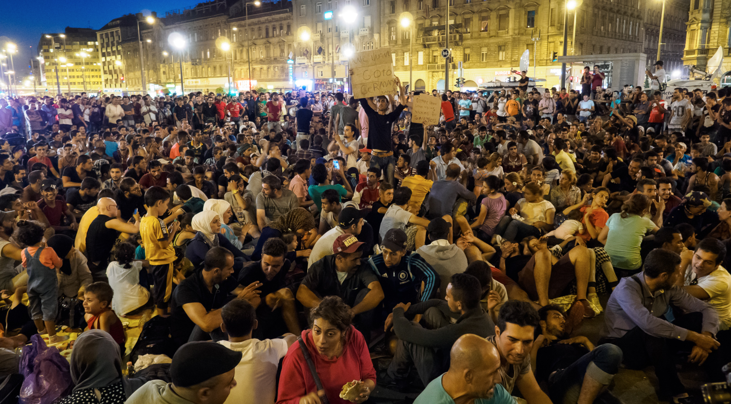 Refugees After being forced Outside Station in Budapest:Lazar Simeonov, Al Jazeera