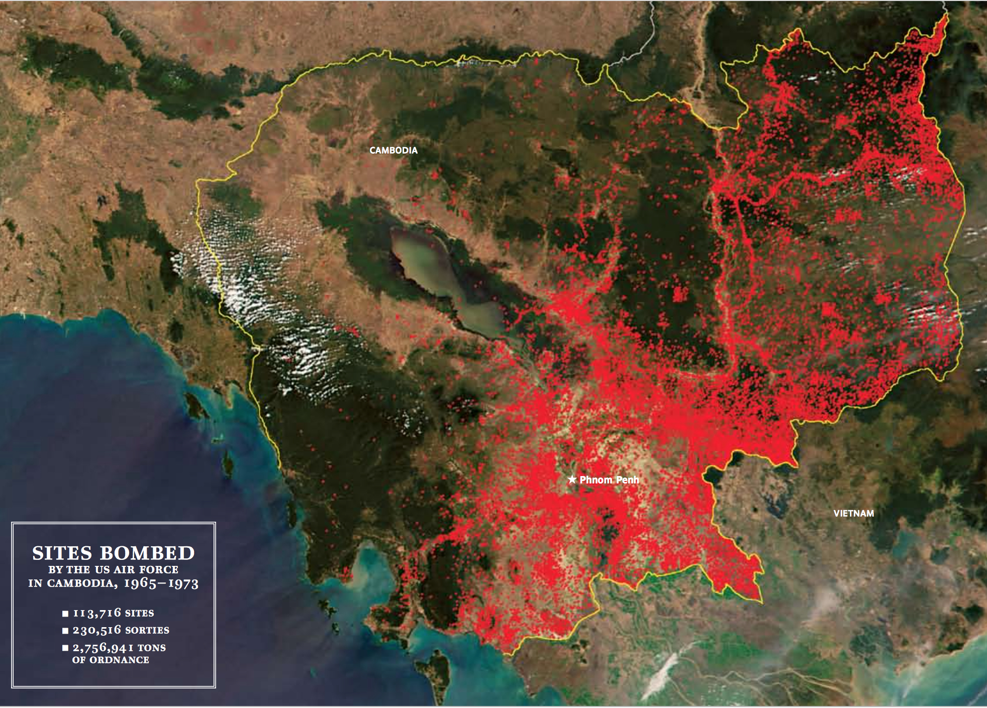 Where US Air FOrce Bombed Cambodia