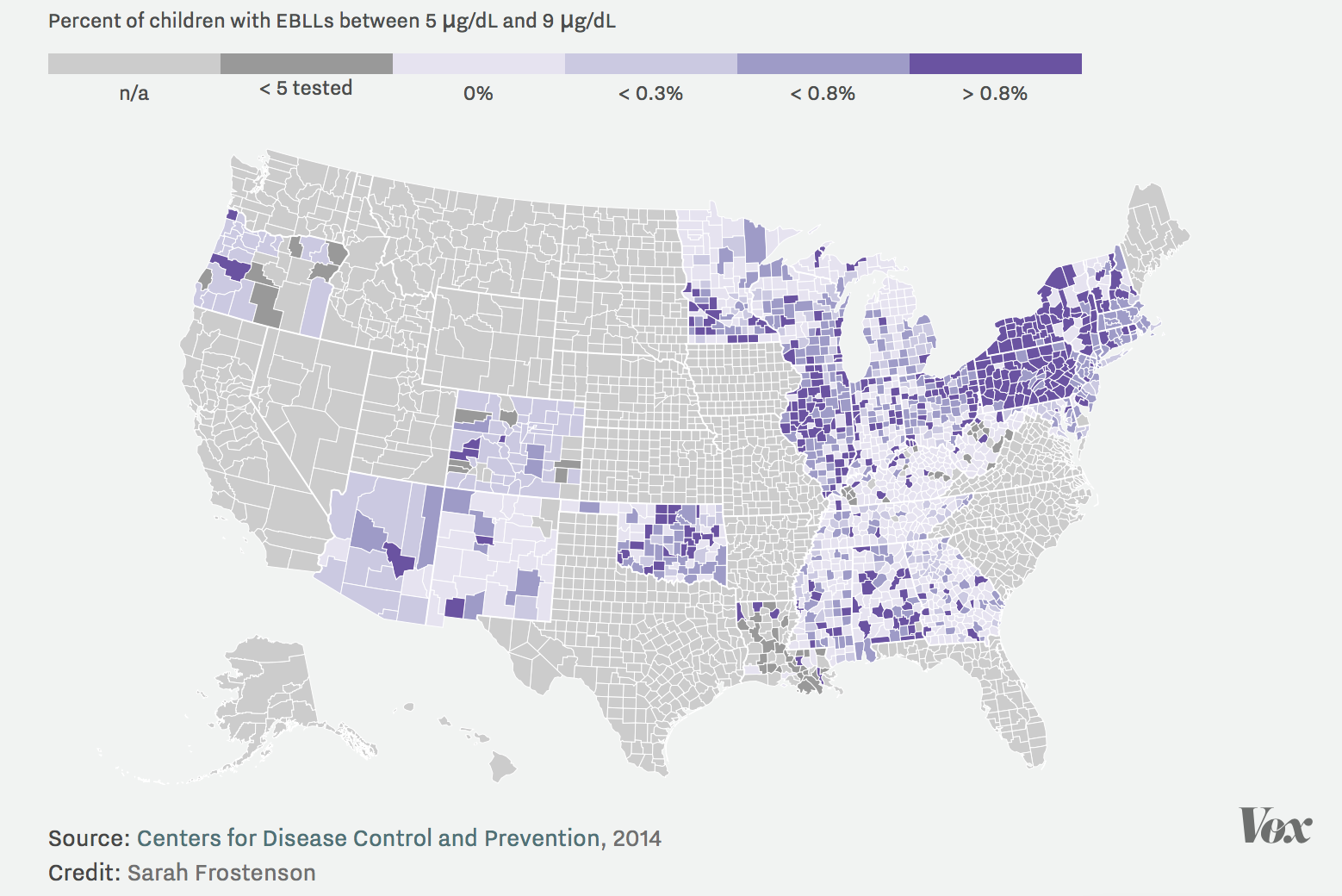 states recoridng levels of led in children's blood