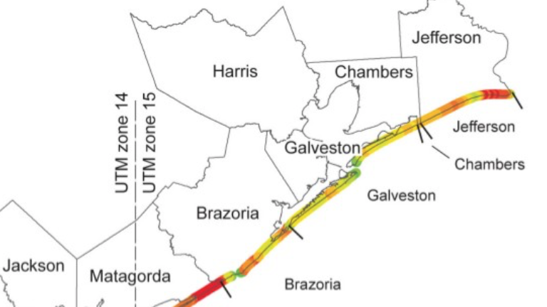 around Galveston shore erosion