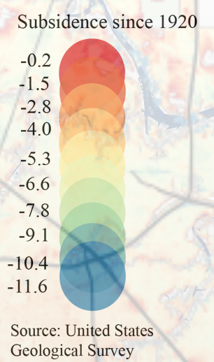 Subsidence since 1920.USGS