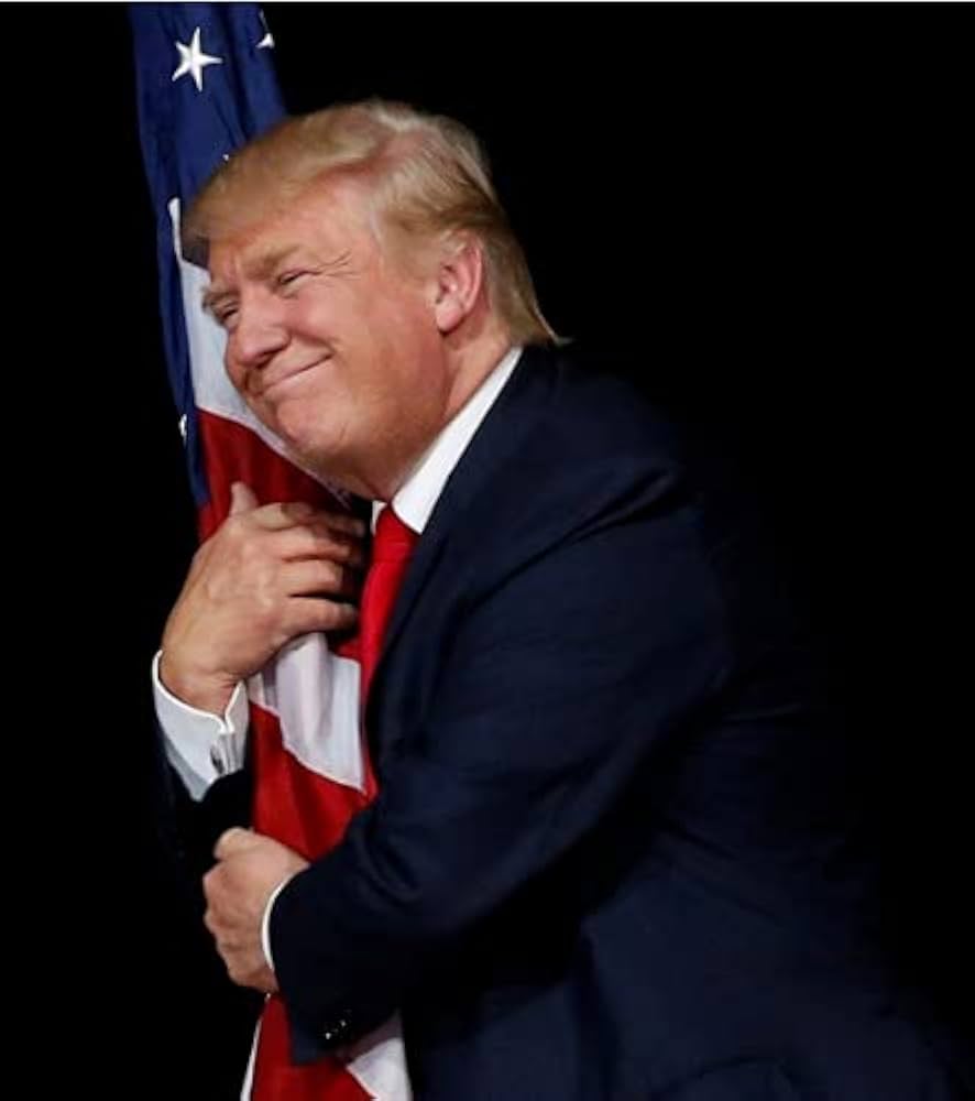 ConversationPrints DONALD TRUMP HUGGING FLAG GLOSSY POSTER PICTURE BANNER PRINT PHOTO hug